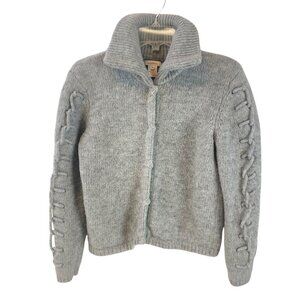 Sundance Lambswool Heather Gray Snap Closure Cardigan Sweater